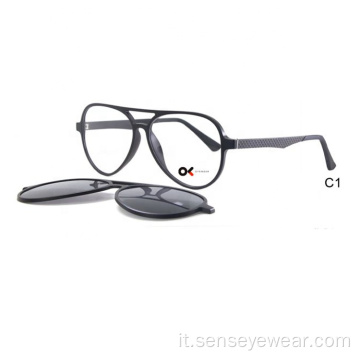 Clip magnetico con telaio ottico degli uomini sugli occhiali da sole sugli occhiali da sole